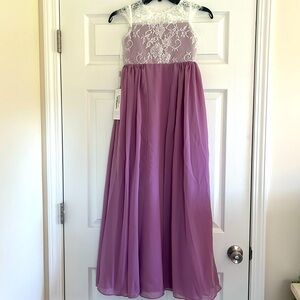 *NWT* A-line Scoop Floor-length Lace Satin Chiffon Junior Brideamaid Dress